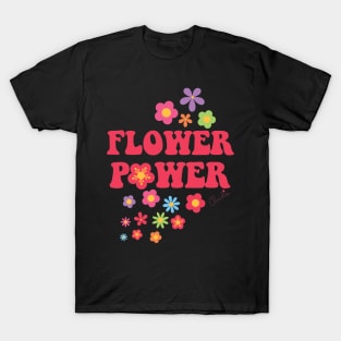 Colorful Flower Power Print T-Shirt